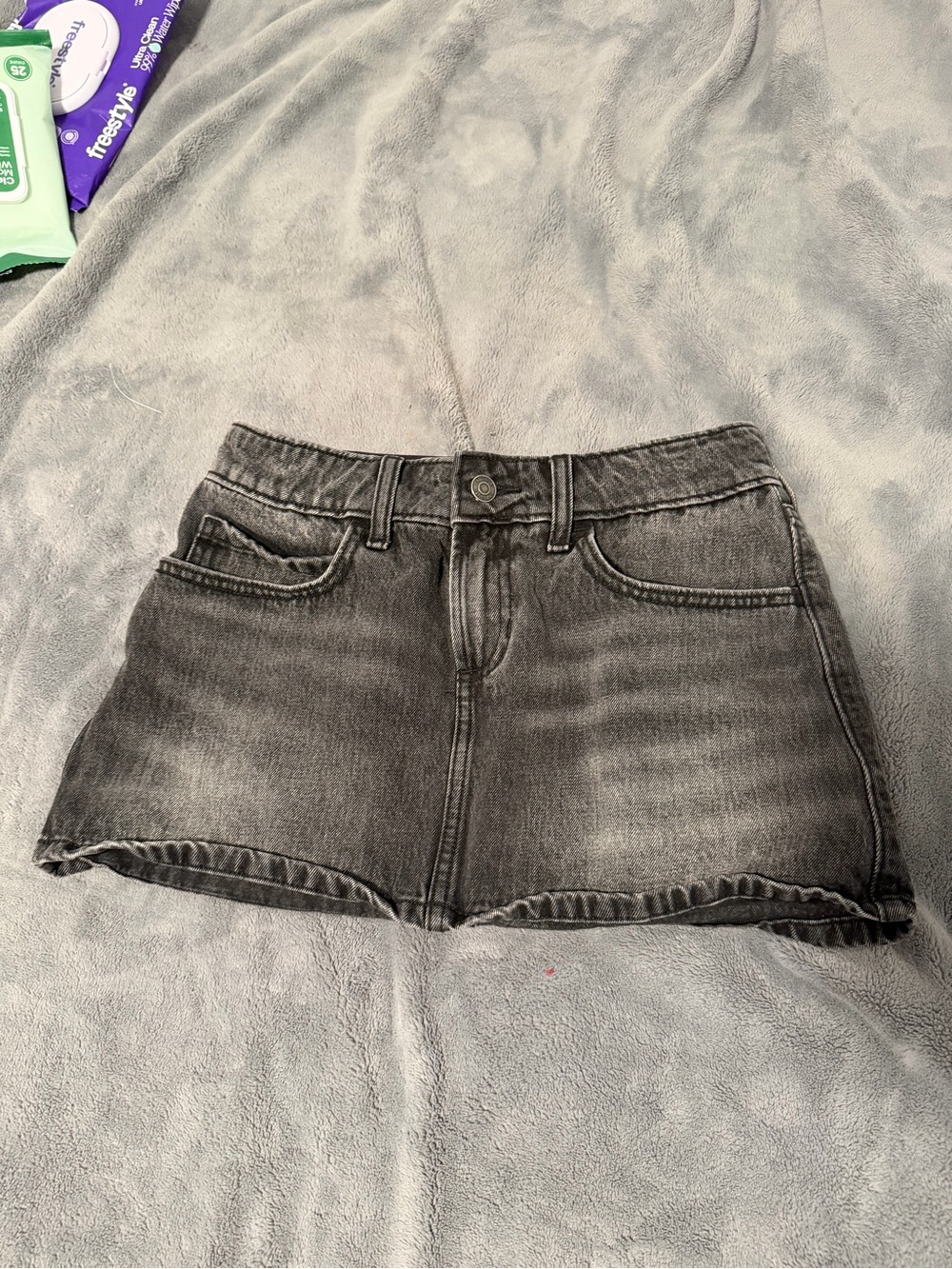 Hollister Faded Black Denim Mini Skirt